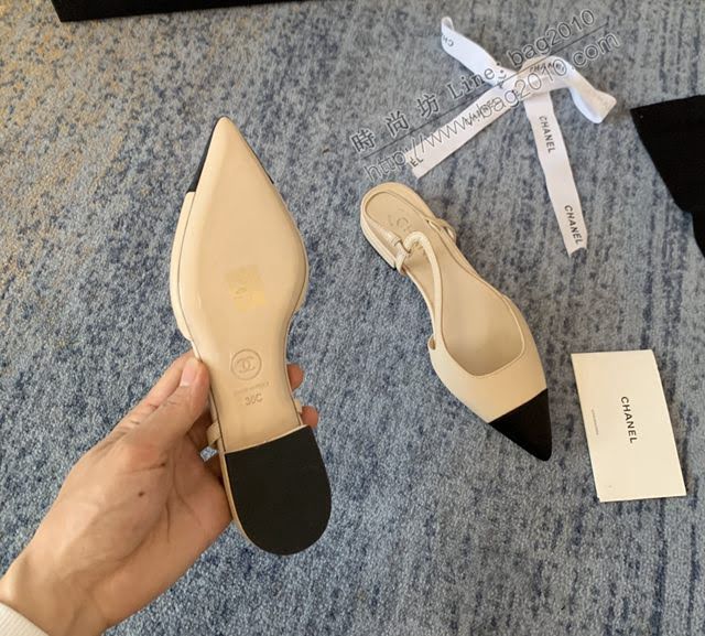 Chanel女鞋 香奈兒2020Cruise新款 小香單鞋 Chanel羊皮後空涼鞋  naq1123